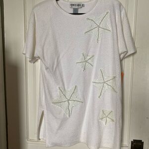 White Starfish Embellished Tunic Top